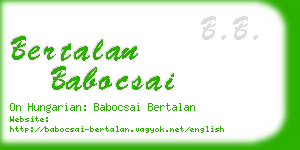 bertalan babocsai business card